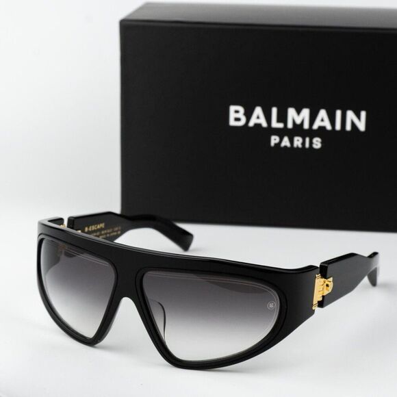 Balmain Women Sunglasses Titanium Black Gold Grey Gradient Wraparound B-ESCAPE main image 12